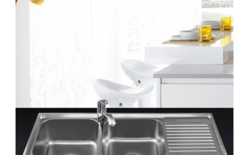 CHẬU RỬA BÁT INOX CAO CẤP SƠN HÀ S105 KIỂU DÁNG 2 HỘC 1 BÀN SANG TRỌNG